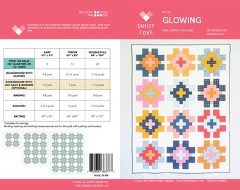 Glowing PDF Quilt Pattern/ Fat Quarter Quilt pattern/ Modern quilt pattern /quilt pattern/ easy quilt pattern