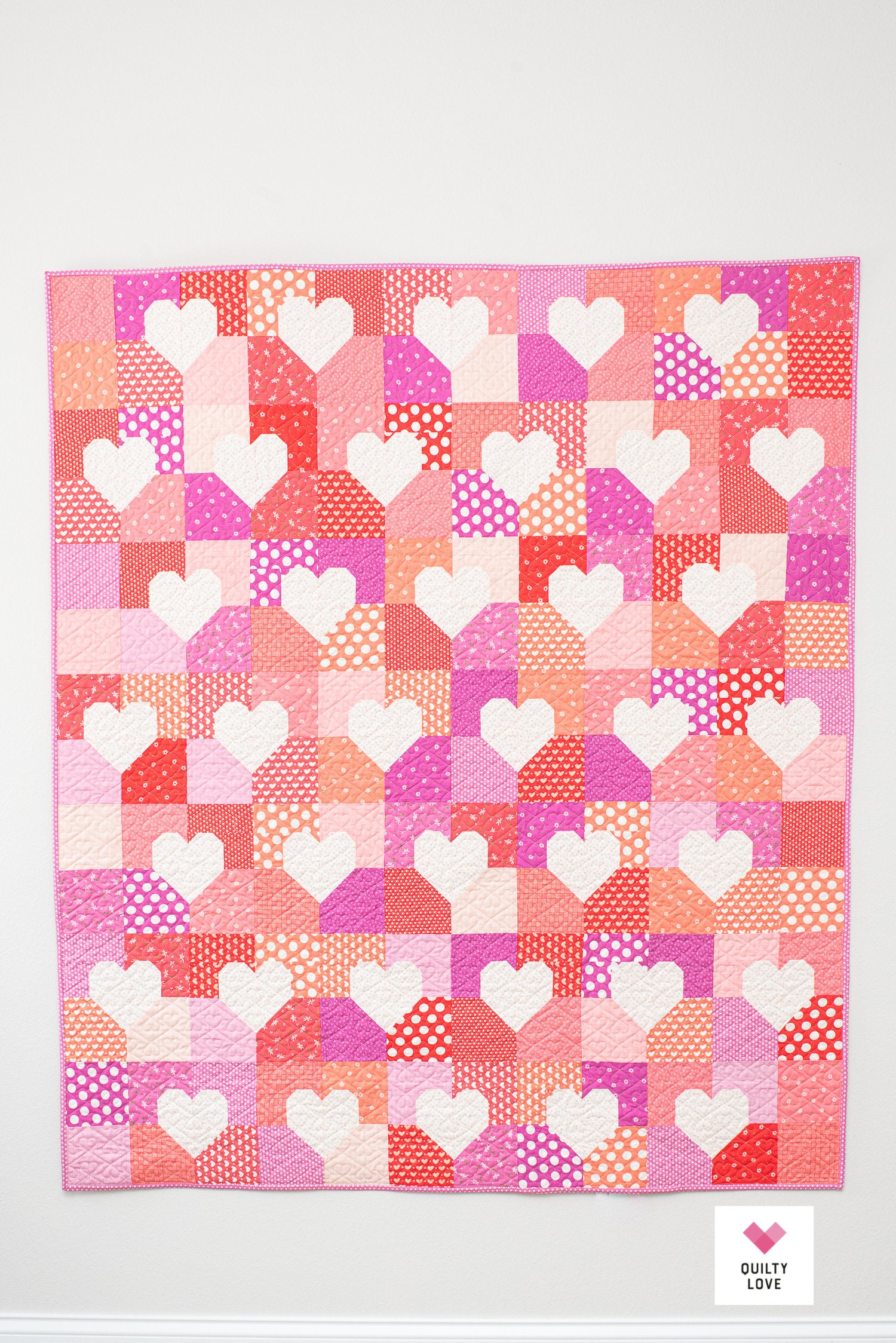 Patchwork Hearts Quilt Pattern - Scrappy and Stash Friendly Heart Quilt ...