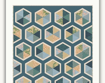 Patrón de colcha de hexágonos triangulares en PDF / Colcha de hexágonos / Colcha moderna / Colcha de hexágonos moderna / Colcha triangular / Patrón de colcha / Patrón de colcha moderna