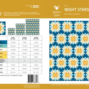 Night Stars PDF Quilt Pattern/ Star Quilt pattern/ Modern quilt pattern /quilt pattern/ modern quilting/queen quilt pattern