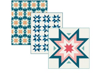 Bestseller Star quilt pattern bundle - Night Stars, Quilty Stars and Expanding Stars PDF quilt patterns / Modern star quilt patterns