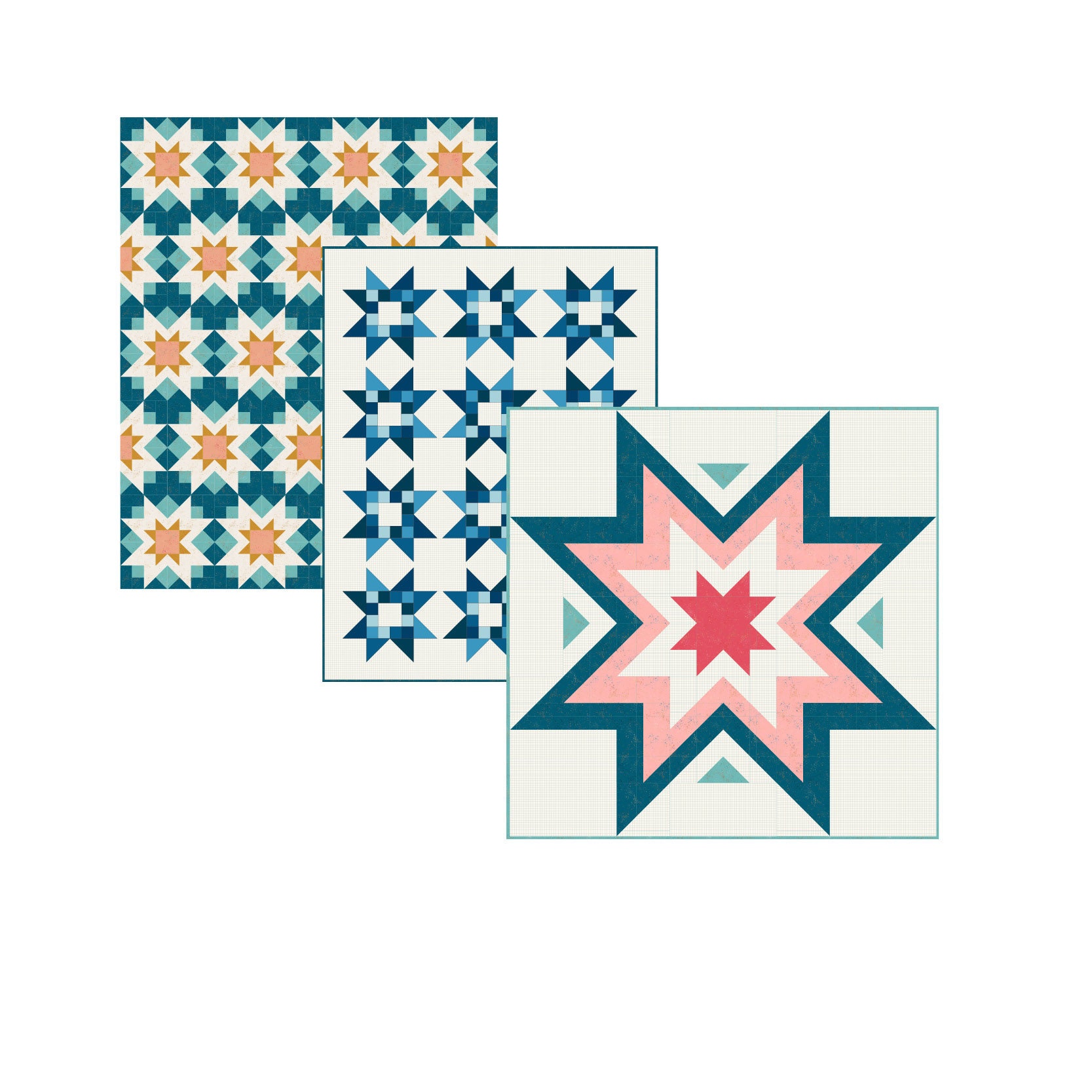 Bestseller Star quilt pattern bundle - Night Stars, Quilty Stars and Expanding Stars PDF quilt patterns / Modern star quilt patterns