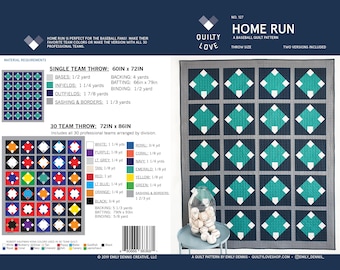 Home Run PDF Quilt Pattern/ baseball quilt pattern /boy quilt pattern/ sports quilt pattern/ softball quilt pattern/ team quilt pattern