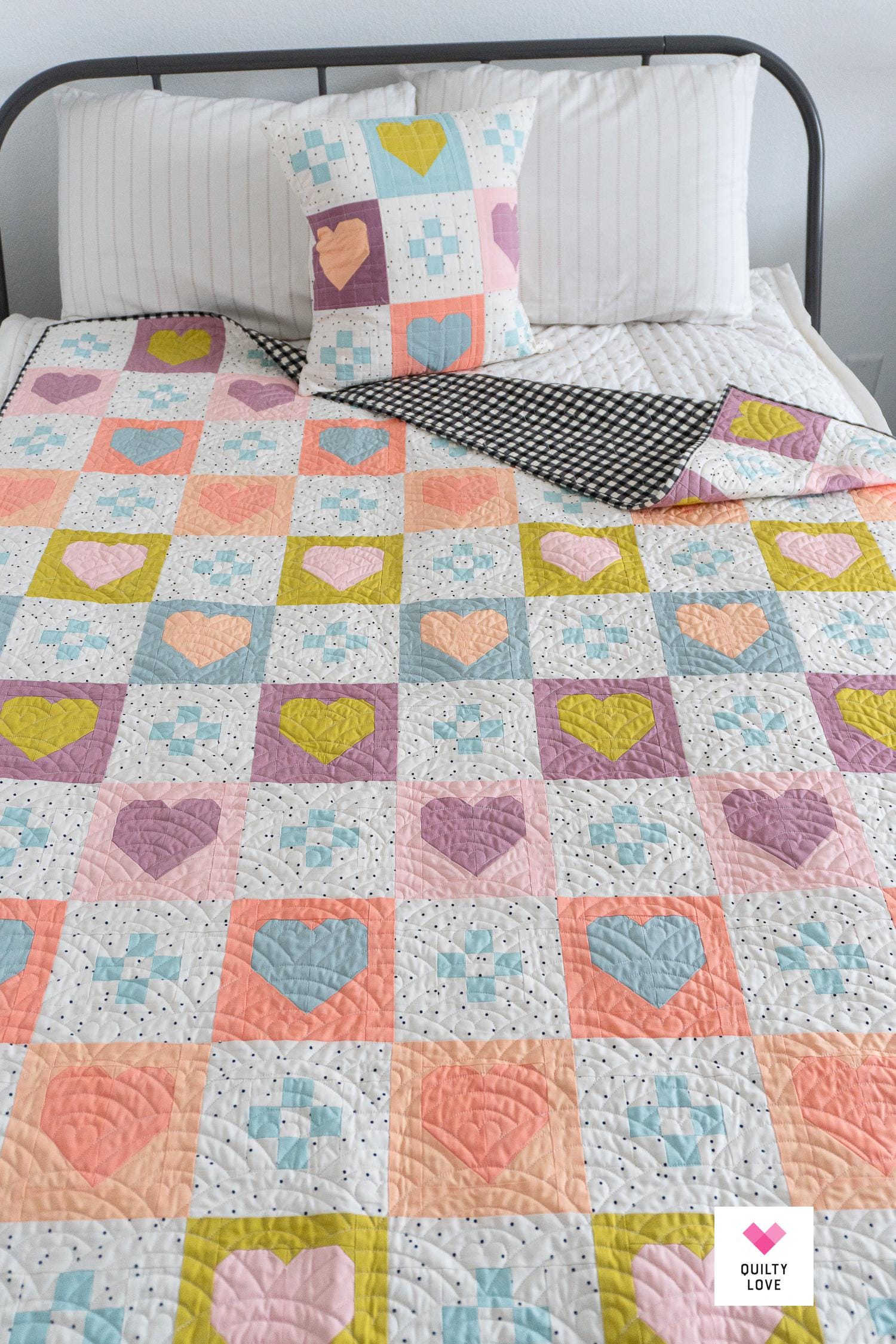 Cozy Checkered Hearts Quilt Pattern - A Cute and Modern Heart Quilt - Etsy