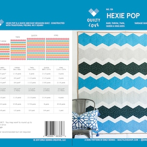 Hexie Pop PDF Quilt Pattern/ Modern quilt pattern /hexie quilt pattern/ modern quilting/ easy quilt pattern/ fast quilt pattern/ Quilty Love