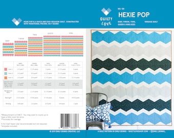 Hexie Pop PDF Quilt Pattern/ Patrón de edredón moderno /patrón de edredón hexie/ acolchado moderno/ patrón de edredón fácil/ patrón de edredón rápido/ Quilty Love