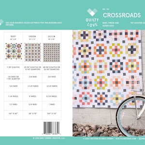 Crossroads PDF quilt Pattern/ Modern quilt pattern/ solids quilt pattern/ quilt pattern/ fat quarter quilt pattern
