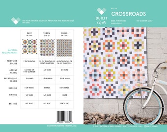 Crossroads PDF quilt Pattern/ Modern quilt pattern/ solids quilt pattern/ quilt pattern/ fat quarter quilt pattern
