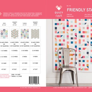 Friendly Stars PDF quilt Pattern/ modern quilt pattern/ jelly roll quilt pattern/ star quilt pattern/ jelly roll quilt/ quilt pattern/ quilt image 1