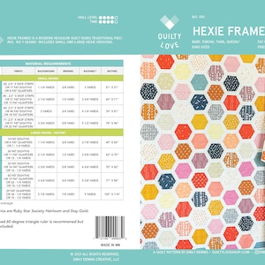 Hexie Framed PDF quilt Pattern / Hexie quilt pattern/ modern quilt pattern/ modern hexie quilt / PDF quilt pattern /Jelly roll quilt pattern