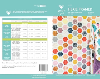 Patrón de colcha hexagonal enmarcada en PDF / Patrón de colcha hexagonal / Patrón de colcha moderna / Colcha hexagonal moderna / Patrón de colcha en PDF / Patrón de colcha Jelly roll