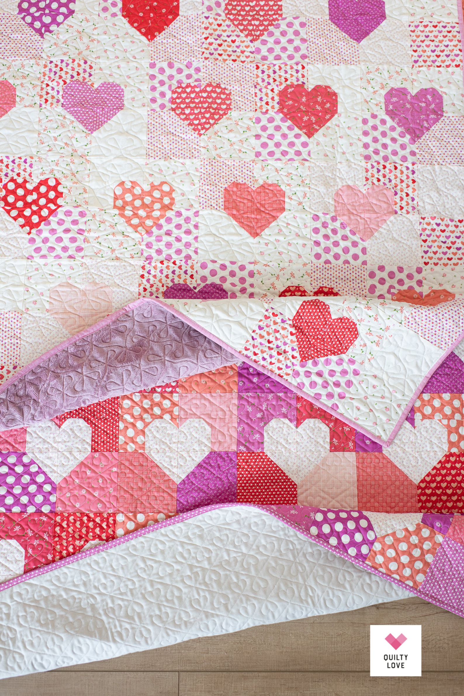 Patchwork Hearts Quilt Pattern - Scrappy and Stash Friendly Heart Quilt ...