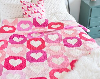 Classic Hearts quilt pattern - stash friendly heart quilt pattern