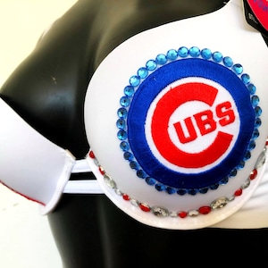 MLB Sports Themed Chicago Cubs/ St. Louis Cardinals Sequin Flower Baseball Bra *CUSTOM* By Jaypeacrafts