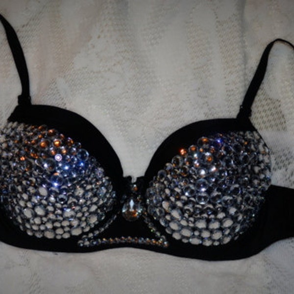 Any color DISCO Jeweled Sparkle Rhinestone Balconette Rave bra for EDC,  or festivals *CUSTOM* by JayPeaCrafts