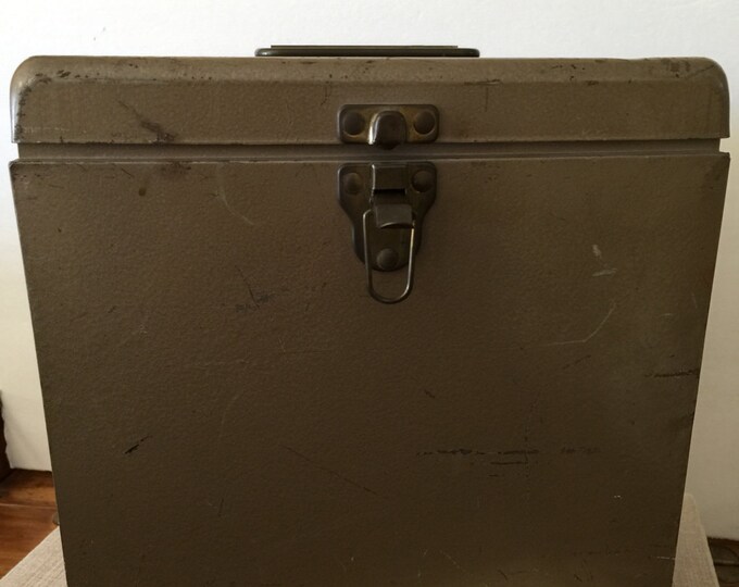 Vintage Metal File Box Amfile File Co. Made in Kankakee, Illinois