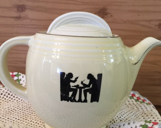 Hall Coffee Pot Vintage Tavern Silhouettes American Made Art Deco Style