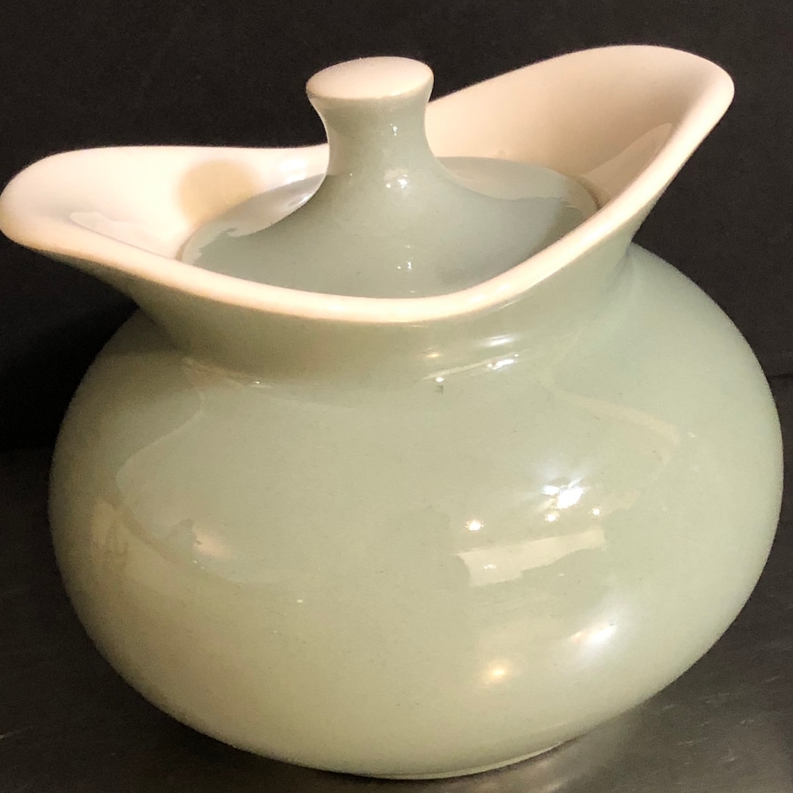Sugar Bowl Creamer Set 2 Lidded Mid Century Modern Green White Etsy UK
