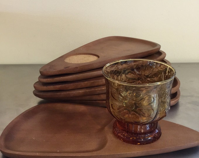 Mid Century Modern Snack Trays Serv Wood Made in Japan Eames Era Mad Men Style Bar Cart Cocktail