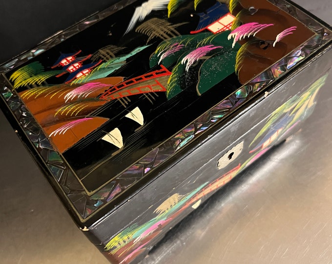 VTG Crestline Jewelry Music Box Made Japan Working Moonlight Etsy