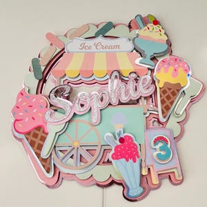 Ice cream Cake Topper, Ice Cream Sundae, Cool, Scoops, Ice Cream Topper, Custom Cake Topper