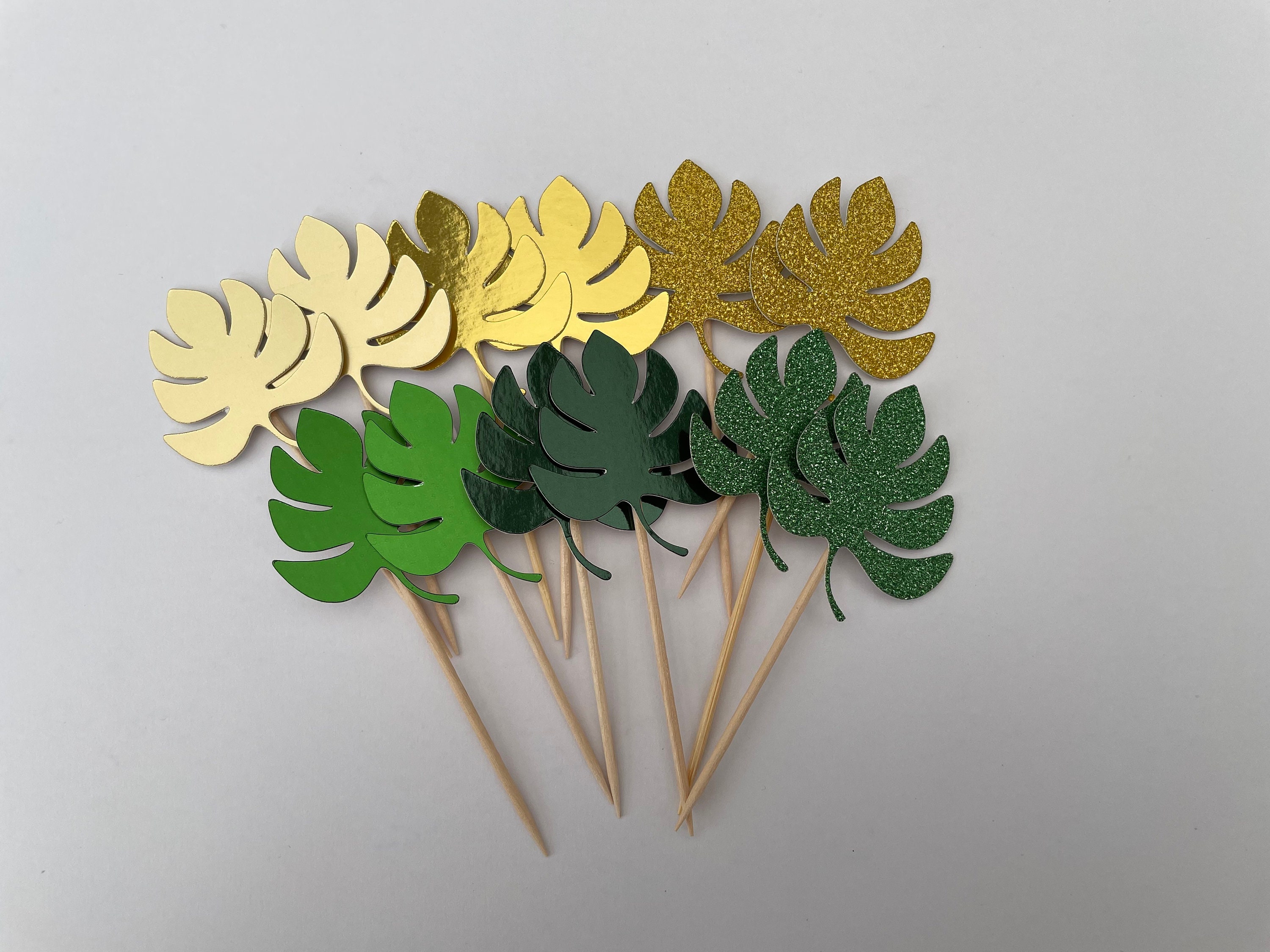 Safari Leaves Cupcake Toppers Jungle Leaf Cupcake Toppers Etsy UK