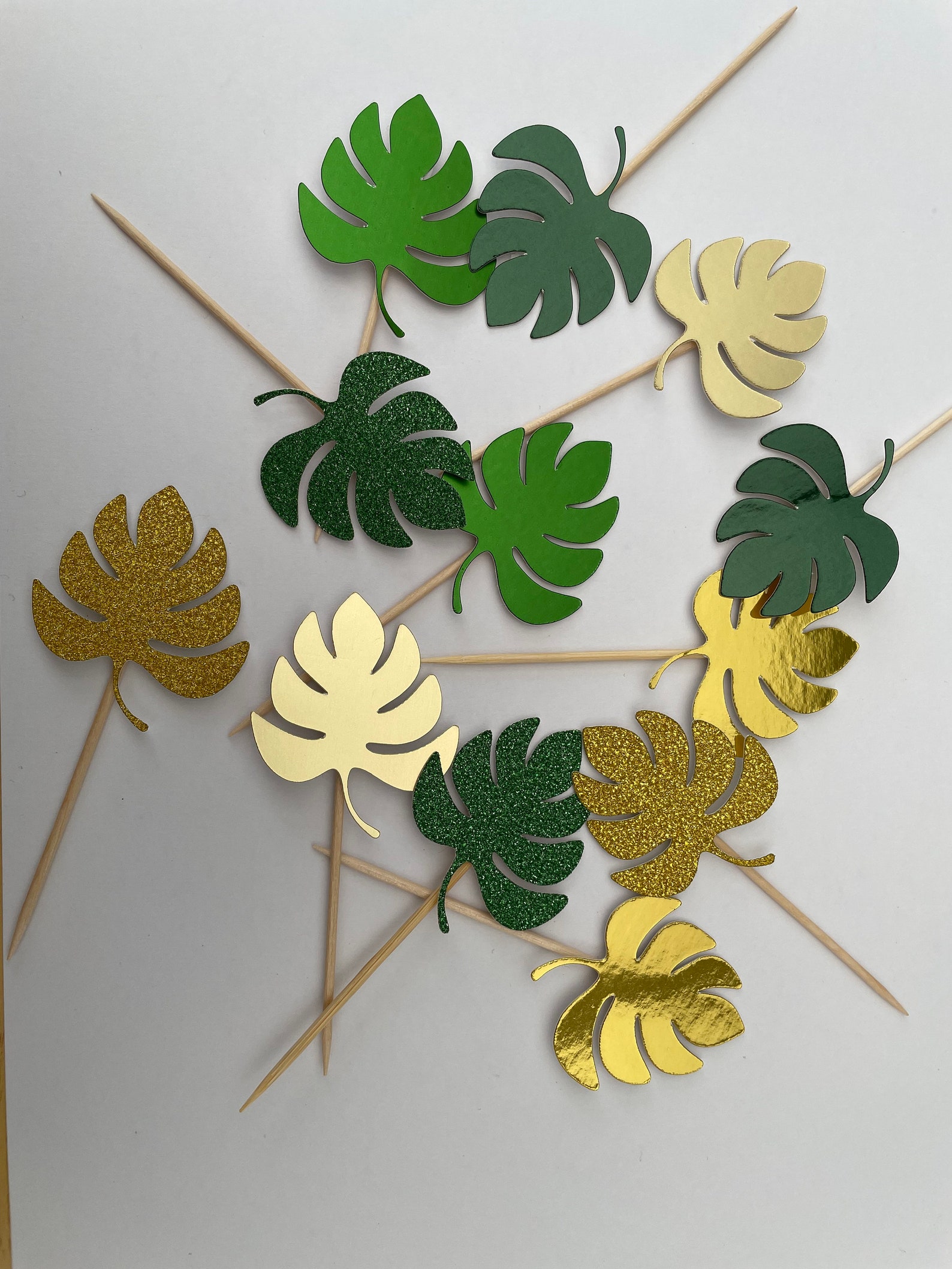 Safari Leaves Cupcake Toppers Jungle Leaf Cupcake Toppers Etsy UK