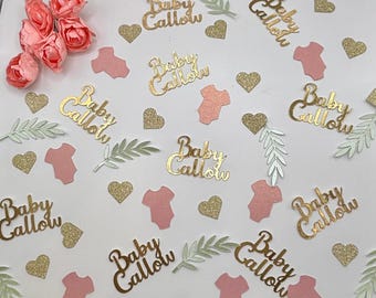 Baby Shower Confetti, Pink & Gold Table Decor, 85 Pieces