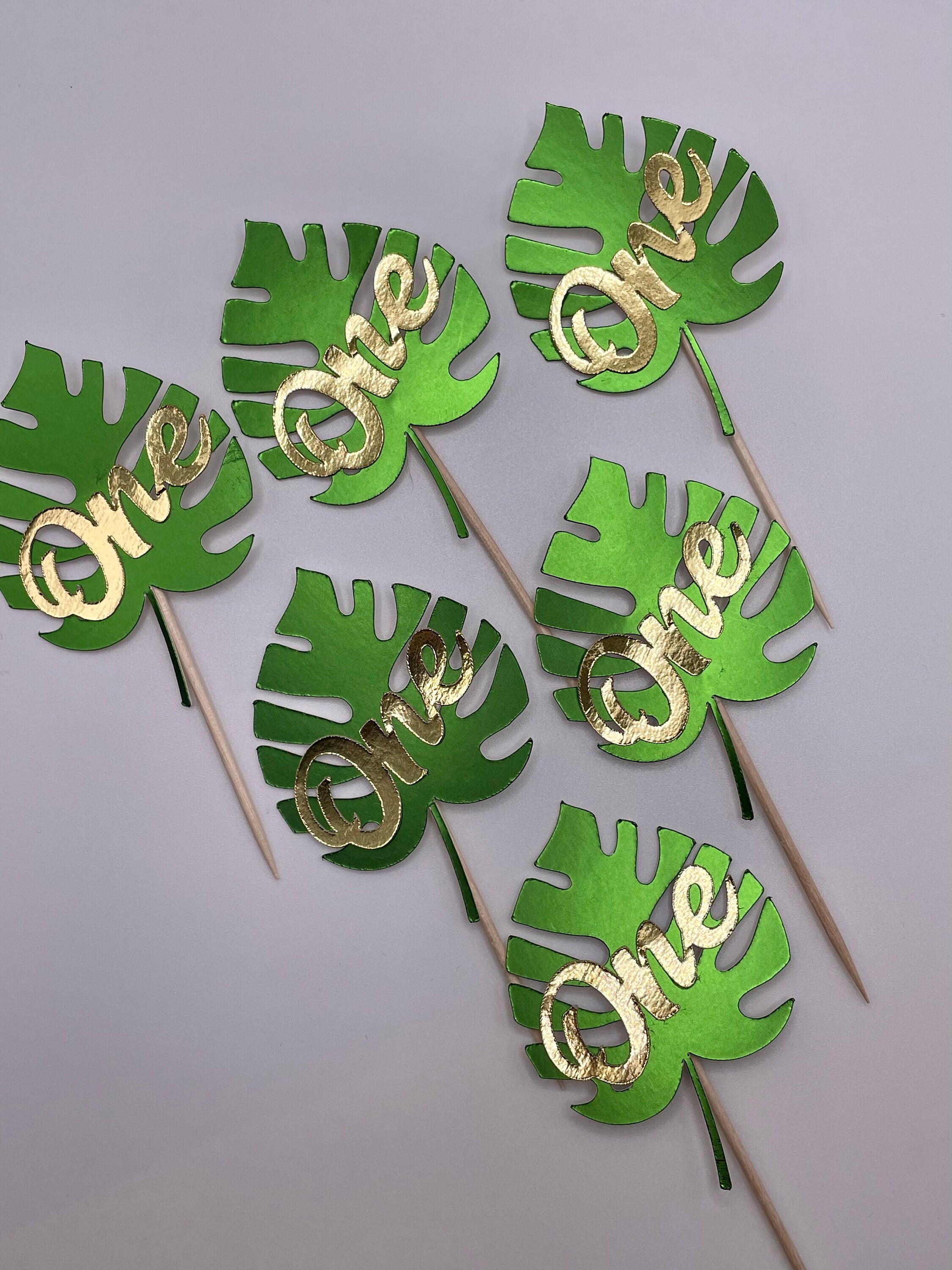 Safari Leaves Cupcake Toppers Jungle Leaf Cupcake Toppers Etsy UK