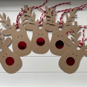 Handmade Reindeer Gift Tags, Kraft Christmas Present Tags