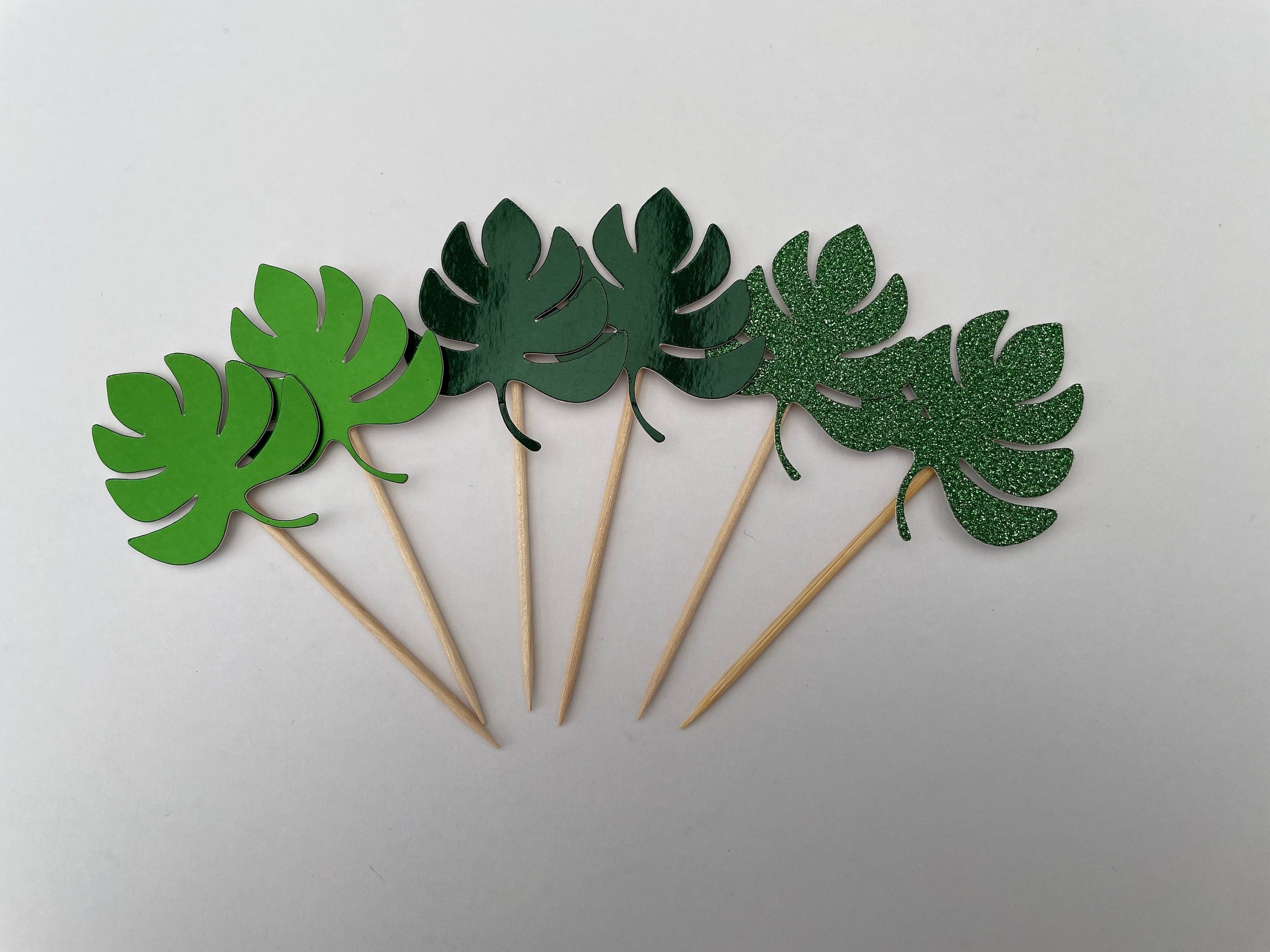 Safari Leaves Cupcake Toppers Jungle Leaf Cupcake Toppers Etsy UK