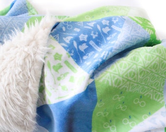 toddler crib bedding Harry Potter Blanket Patchwork design featuring minky /& llama fur baby nursery blanket baby shower gift