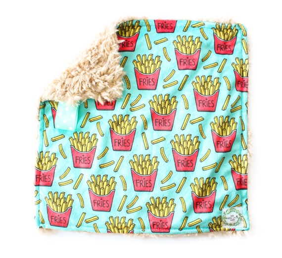 French Fry Lovey Blanket / plush tan llama fur backing / Etsy