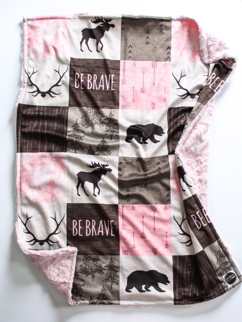 Rustic Bear & Moose Baby Blanket / woodland patchwork Etsy