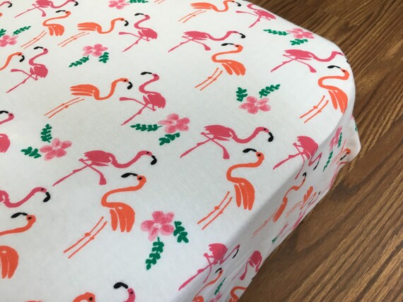 Flamingo Crib Sheet Jersey Knit Crib Bedding Changing Pad Etsy
