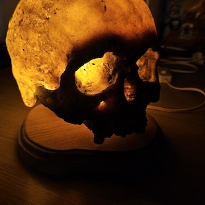 Table night skull lamp, handmade skull night lamp, goth decor