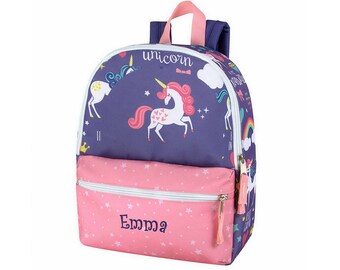 happy unicorn personalized backpack