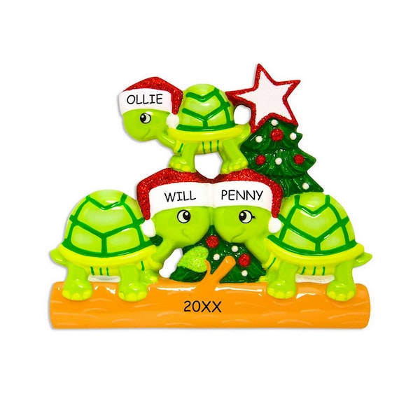 Personalized Turtles Christmas Ornament - Family of 3