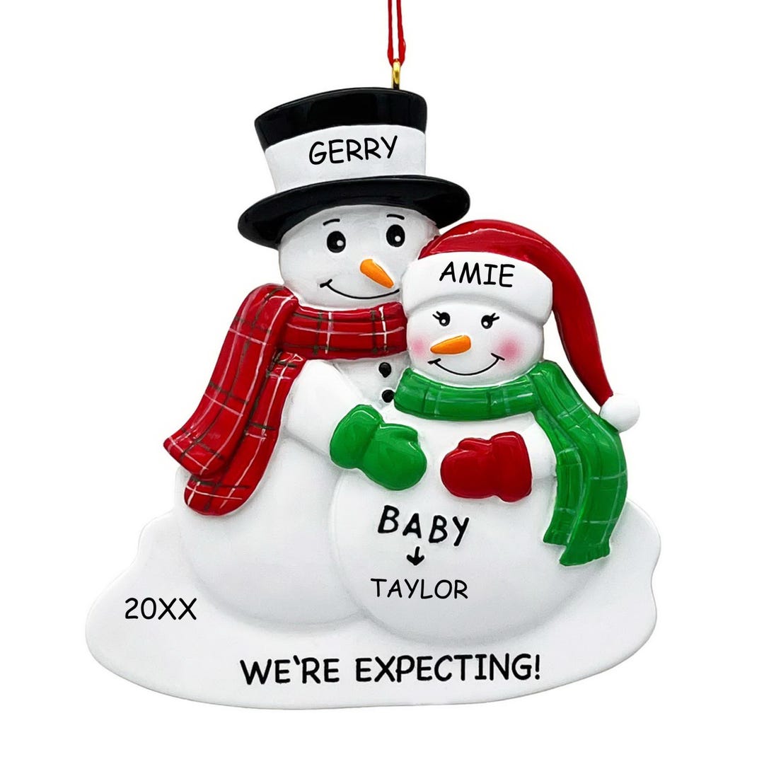 Personalized Dibsies We're Expecting Snowman Couple Christmas Ornament ...