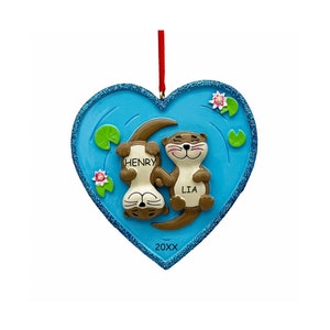 Personalized Otterly Cute Couples Christmas Ornament