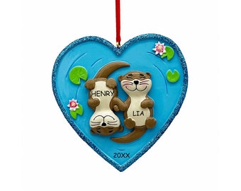 Personalized Otterly Cute Couples Christmas Ornament