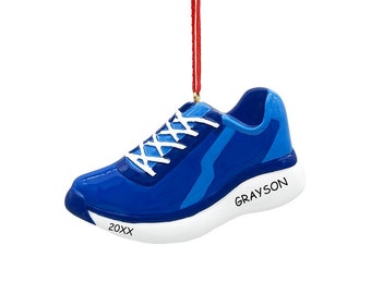 Personalized Running Shoe Sports Christmas Ornament - Blue