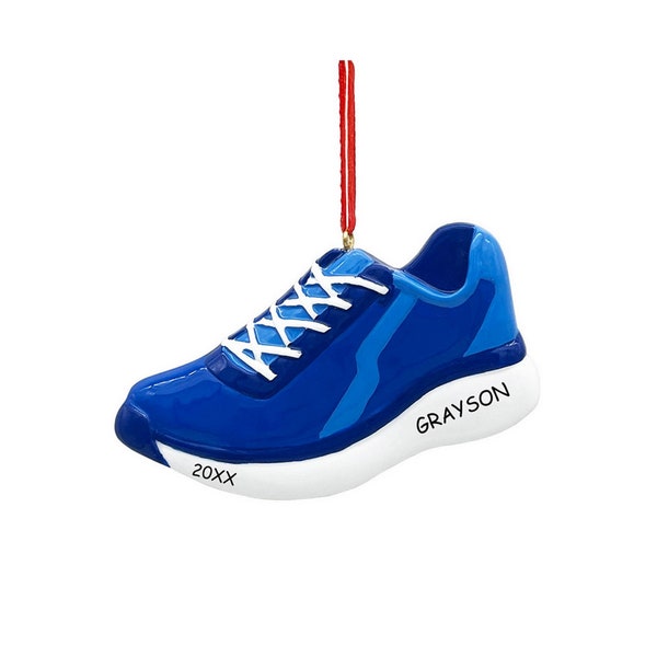 Personalized Running Shoe Sports Christmas Ornament - Blue