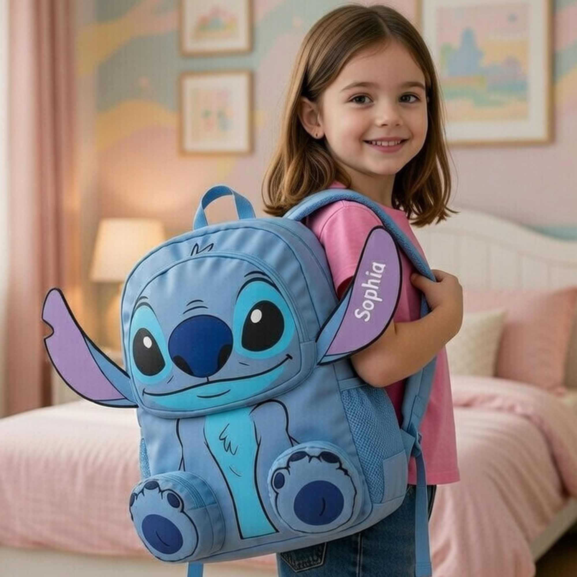 Disney Stitch Glitter Blue & Light Blue Plush Backpack lilo stitch backpack products for sale | eBay main image 2