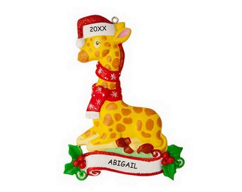 Personalized Giraffe Kids Christmas Ornament