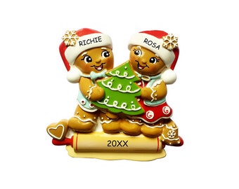 Personalized Nostalgic Gingerbread Couples Christmas Ornament