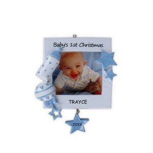 Personalized Super Star Baby's First Christmas Ornament - Boy