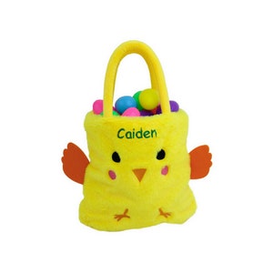 Personalized Plush Easter Egg Hunt Bags - Chick