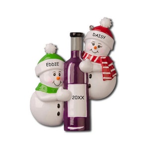 Personalized Wine Bottle Couples Christmas Ornament