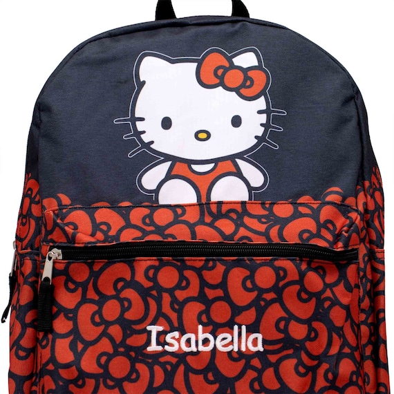 hello kitty hello kitty backpack with bows AI ACCESSORY INNOVATIONS Sanrio Apples and Sequin PVC Bow Zipper Pull School Travel 16" For Kids imported CLOSURE Personalized Hello Kitty Red Bow